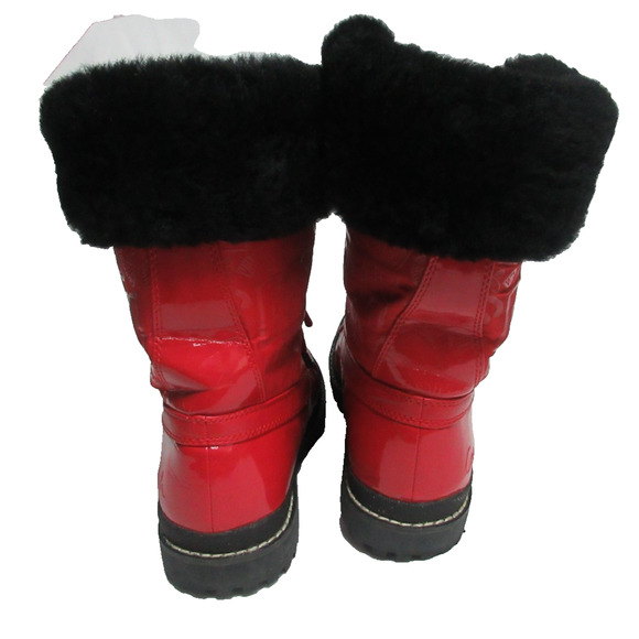 Coach Leonora Red Patent Leather Shearling Snow Boots Women’s 8B - Picture 6 of 9